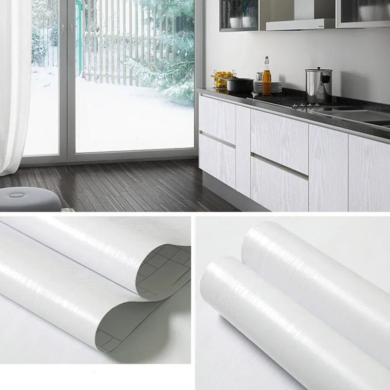 PVC Waterproof Self Adhesive Wallpaper Wall In Rolls Furniture Cabinets Vinyl Decorative Film Wood Grain Stickers For Home Decor