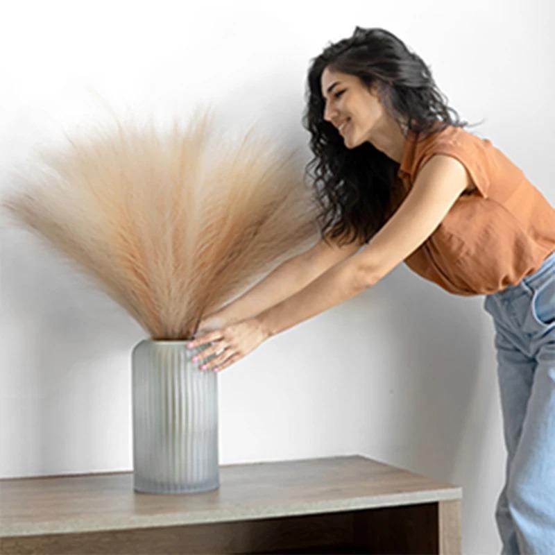 10PCS Artificial Pompous Grass Pompass Branches Fake Fluffy Stems Plants Vase Filler for Home Boho Decor Flower Arrangement