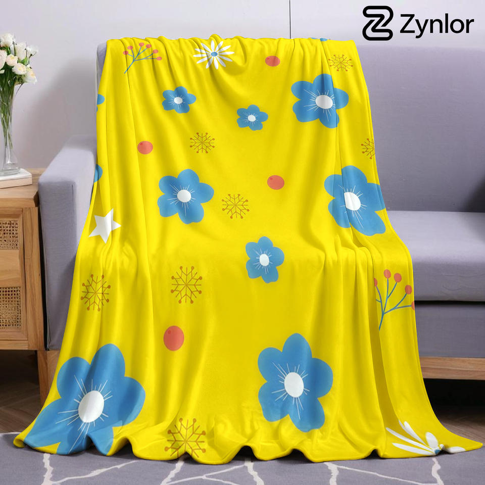 Yellow Floral Ultra Soft Sherpa Fleece Blanket Fluffy Warm Halloween Cozy Throw for Sofa Couch Bedroom Gift All season