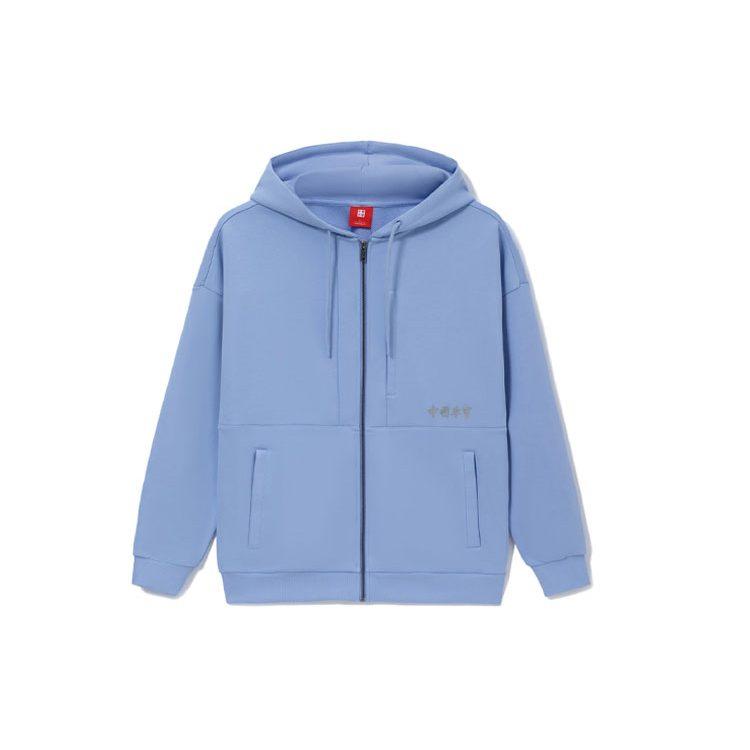 Li Ning Sweatshirts Unisex Blue Hooded Moderate Cardigan AWDRF53-2