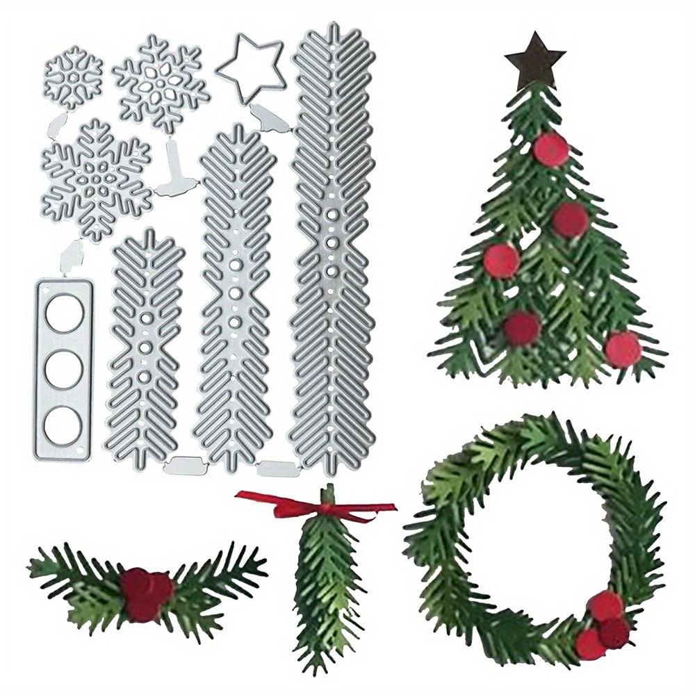 1PC Fustella a tema natalizio per realizzare biglietti, con un design di un albero di Natale e fiocchi di neve, perfetta per goffratura e creazione di biglietti