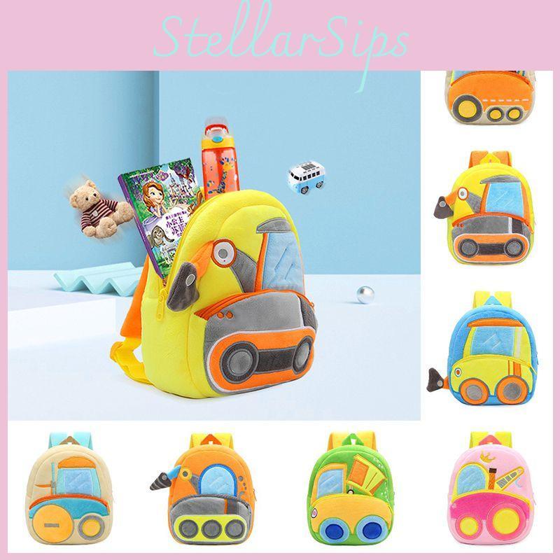 Waterproof And Durable Kids School Bag With Adorable Plush Cartoon Excavator Design