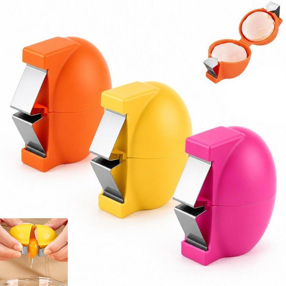 3 Pack Pink, Yellow, Orange Egg Cracker Tool Stainless Steel Egg Opener  For Raw Eggs