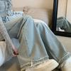 Women's Light Blue Wide-Leg Jeans, High-Waisted, Straight-Leg, Spring/Summer 2025 Fashion, Niche Design, Narrow Fit.