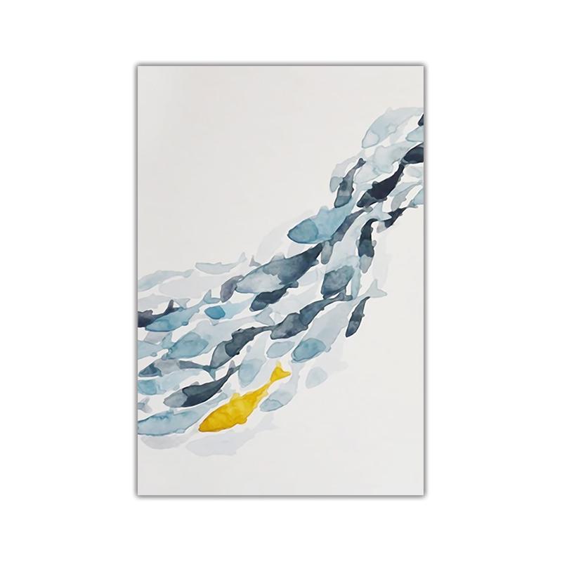School of Fish Blue Watercolor Decor Nordic Poster Print Minimalist Wall Art Canvas Painting Picture Living Room Home Decor
