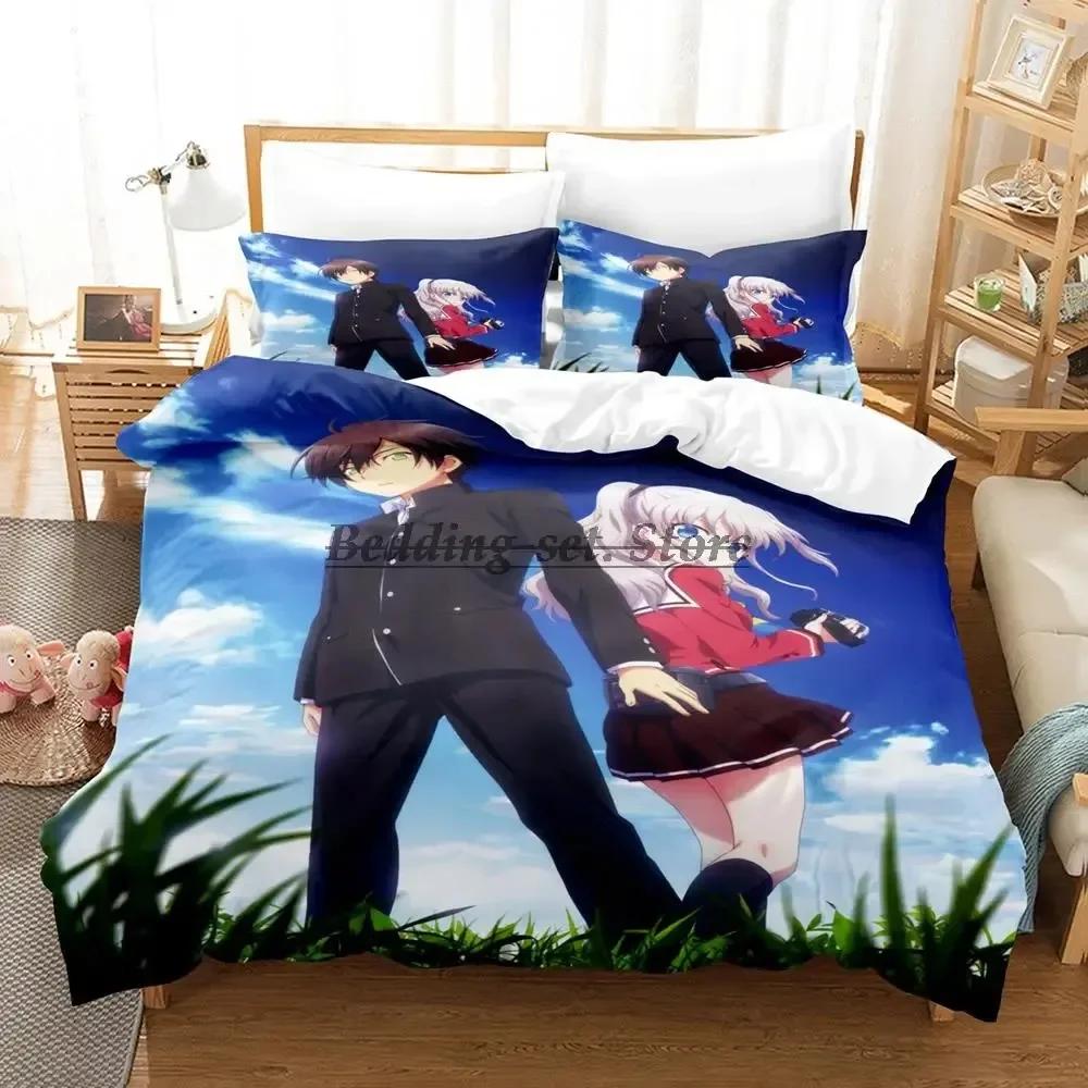 Anime Charlotte Bedding Set Single Twin Full Queen King Size Bed Set Aldult Kid Bedroom Duvetcover Set Kawaii Bed Sheet