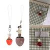 Sweet Strawberry Star Charm Pendant Chain Phone Strap Pocket Keychain Strap Hangings Decoration for Key Bag Purse