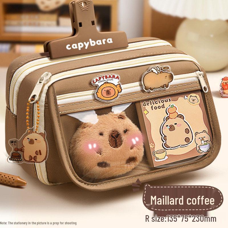 13-Layer Capybara Pencil Case - High-Capacity Transparent Stationery Box for Girls