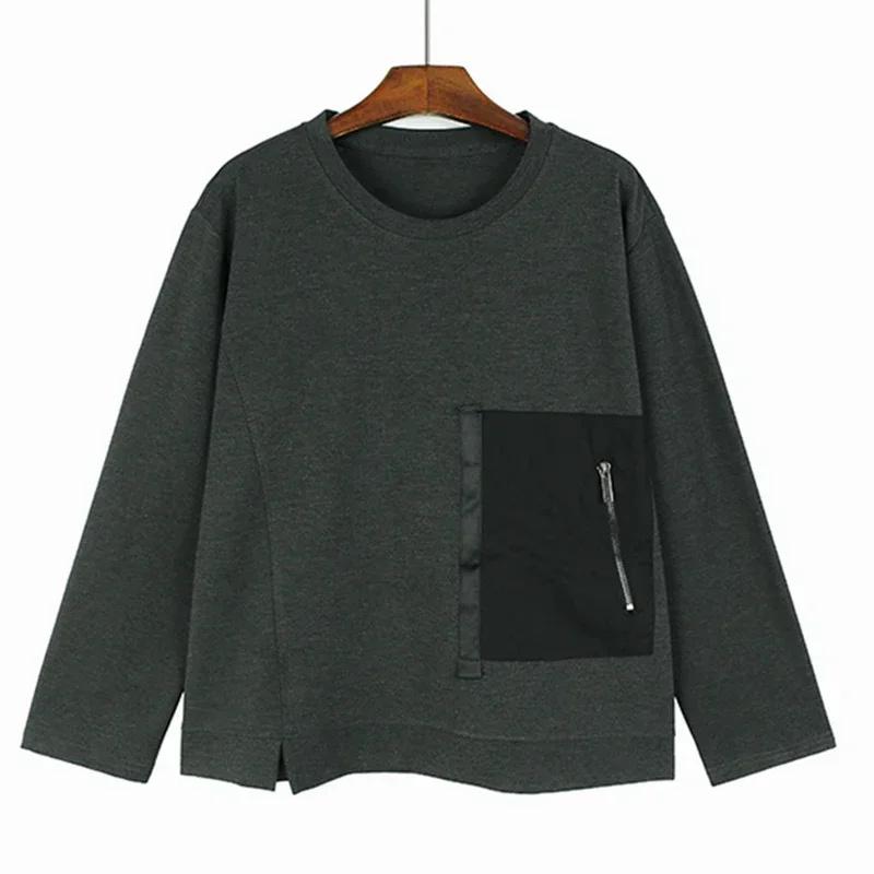 XITAO Long Sleeve T-shirt Zippers Patchwork Casual Simplicity Women DMJ3611