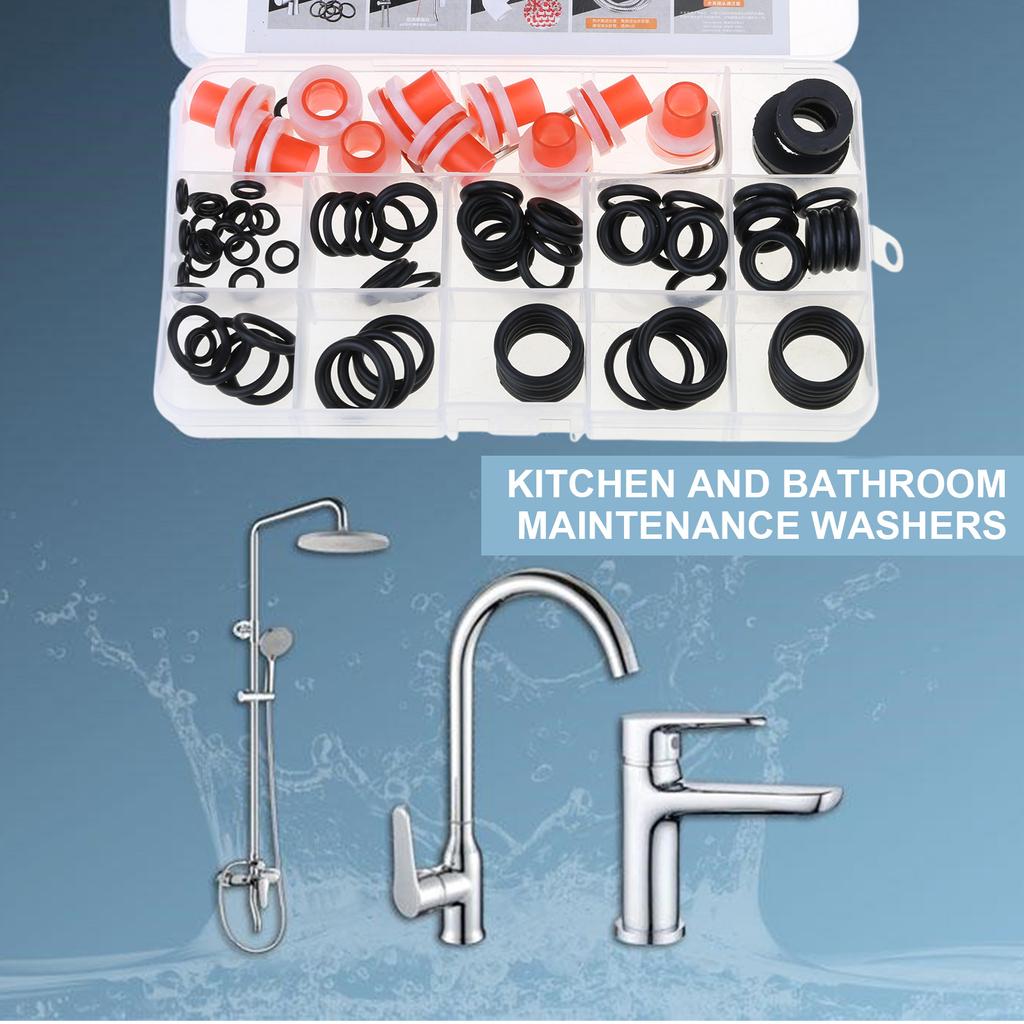 O-Ringe Set Gummi Unterlegscheiben Sortimentskasten für Sanitär Armatur Wasserrohr Gartenschlauch Unterlegscheiben Duschköpfe Dichtung