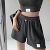 High-Waist Elastic Waistband Pockets Waffle Texture Women Shorts Wide Leg High Waist Sports Shorts Streetwear