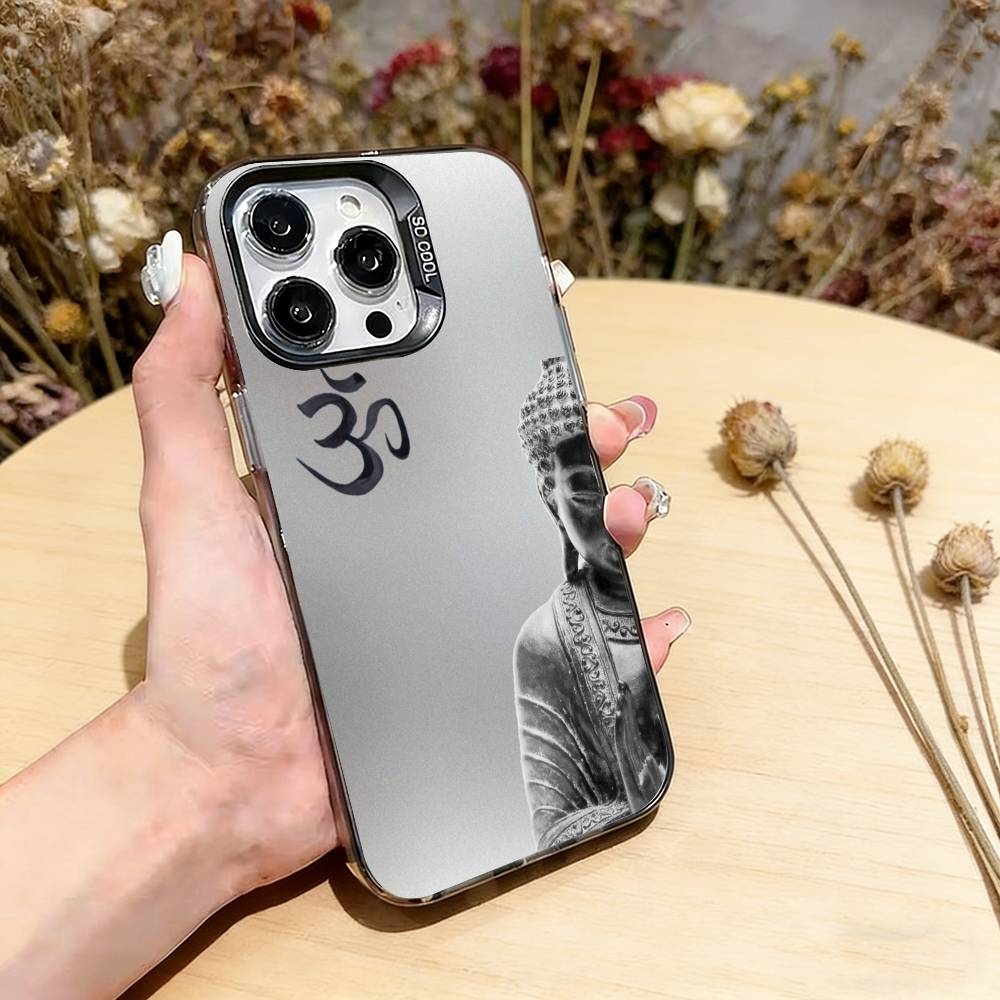Buddha Art Pattern Phone Case For iPhone 17,16,15,14,13,12,11 Plus,Pro Max,XS,Colored Silver Plated Inside Cover