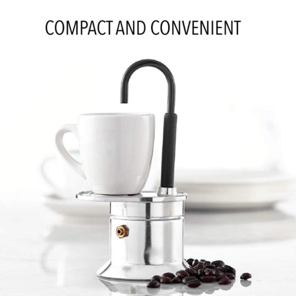50ML Aluminium Einzelrohr Moka Kanne 1 Tasse Kaffeekanne Herdplatte Italienische Kaffeemaschine Espresso Utensilien Küchenkaffeegeschirr Barista