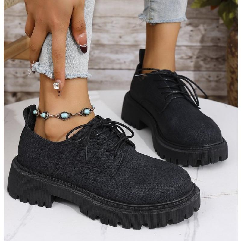 Fashion Women's Fashion Patchwork Slip-on Loafers Chunky Heel Platform Flats New Moccasins Casual Single Shoes Plus Size Zapatillas Muje