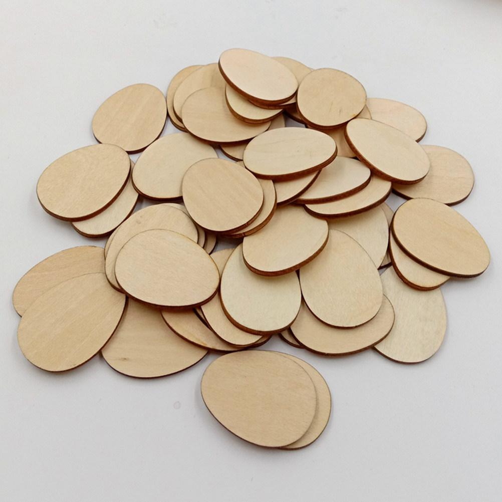 100Pcs Egg Shape Wood Crafts 30Mm Unfinished Lime Wood Pieces for DIY Decoration Craft Projects Wooden Cutouts for Signs Tags