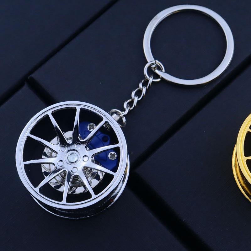 Cross-border Car Brake Keychain with Rotating Wheel & Laser Logo