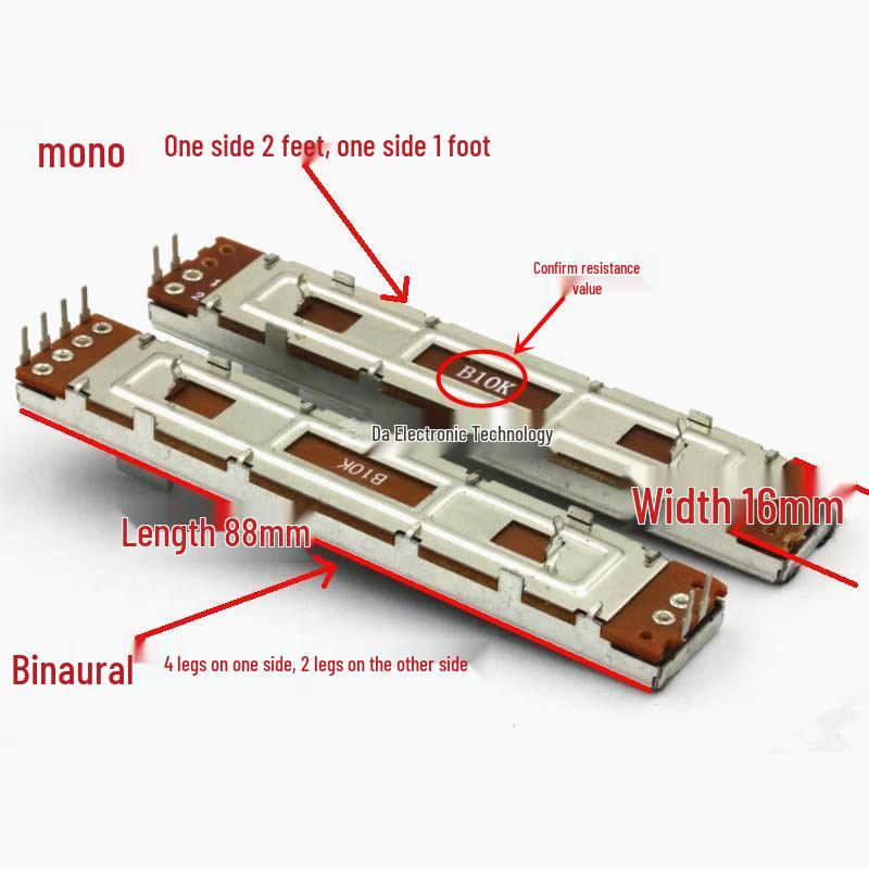 SC609 88mm Push-Pull Dimming Table Fader Potentiometer, Mono/Stereo, B10K/B100K