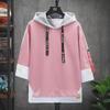 Trendy Hong Kong-Style Hooded Two-Piece Sweatshirt: Youth Loose-Fit 3/4 Sleeve Summer Top