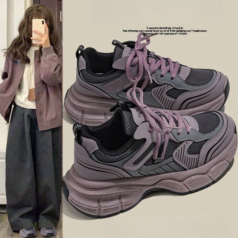This year's popular purple dad shoes women's new heightened platform versatile sports and leisure shoes