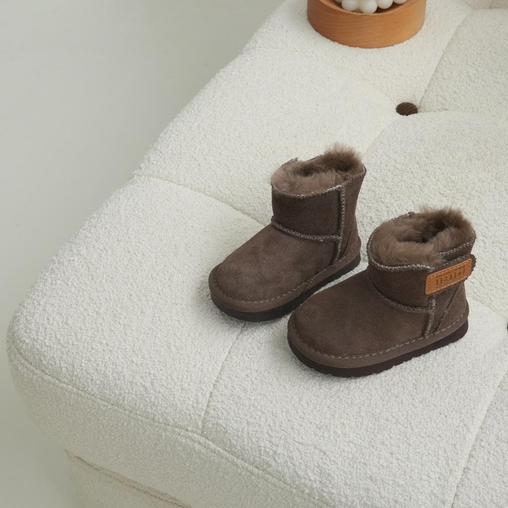 XSHX "Anti-splashing Fleece Leather · Wool Shoe Mouth" Children's Snow Boots Winter Boys and Girls Magic Stickers [Wenzhou Shoes]