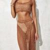 Special Women's Clothing Hollow-out Short Crop Top Sweater Vest Split Sexy See-through Beach Dress Knitting Suit