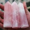 Elegant Pink Natural Rock Rose Quartz Crystal Point Healing Stone Obelisk Wand For Natural Health