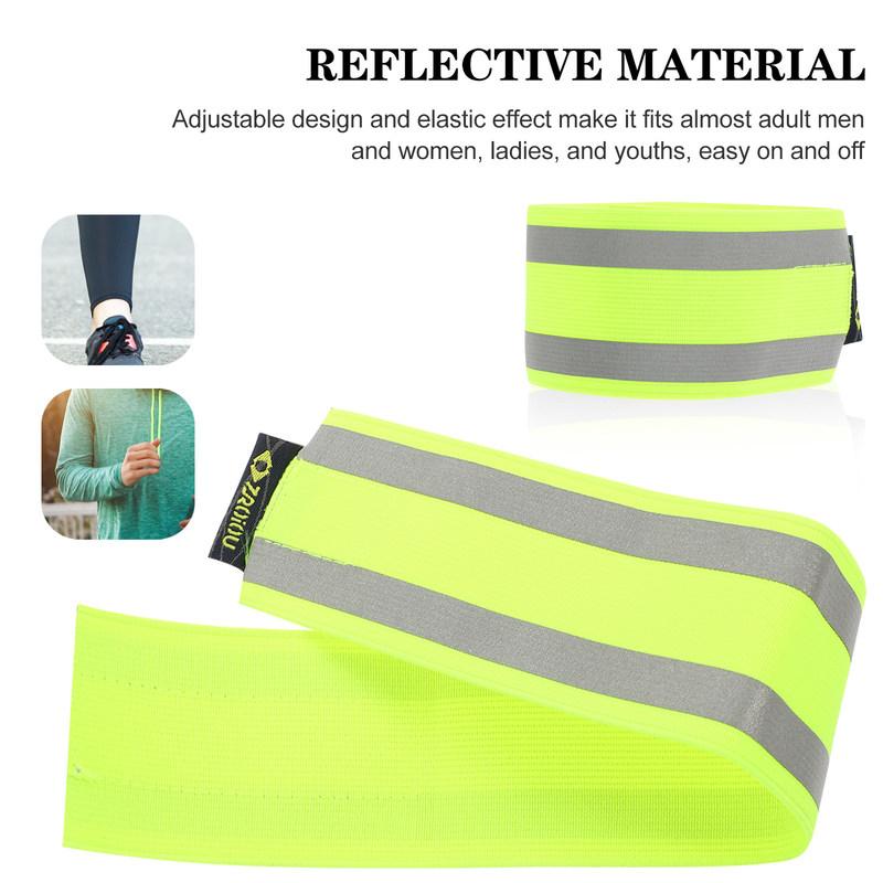2 Stück Reflektierender Beinriemen Outdoor Sicherheitsband Verstellbares Lauf-Handgelenkband Hohe Sichtbarkeit Fluoreszierende Armbänder Radfahren