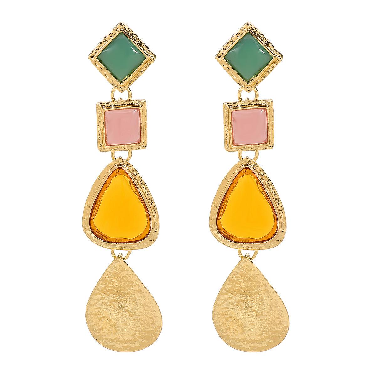 

Модные геометрические серьги из смолы, летние новые серьги нестандартного дизайна. золотой