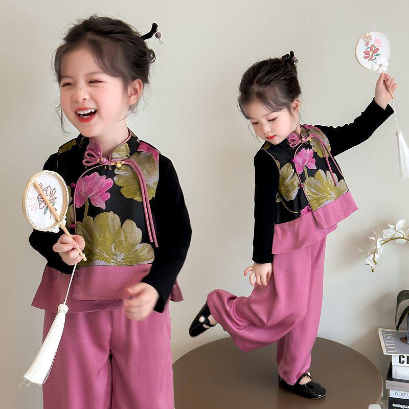 Girls' Chinese Style Hanfu: Spring/Autumn 2025 Fashionable Three-Piece Set