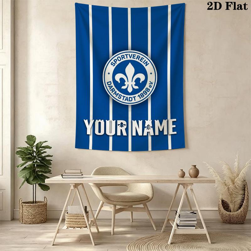 Custom Name Sportverein Darmsta Wall Tapestry Aesthetic Wall Hanging Printed Fabric Blanket Decorative Tapestries for Bedroom Living Room Home Decor