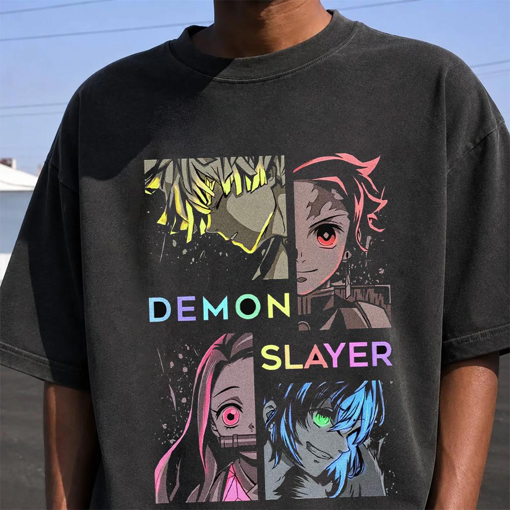 T-shirt Demon Slayer per bambini ragazzi ragazze unisex Kamado Tanjiro Giappone Anime Estate Ragazzo Primavera e Autunno Maniche Corte per Bambini Indumento