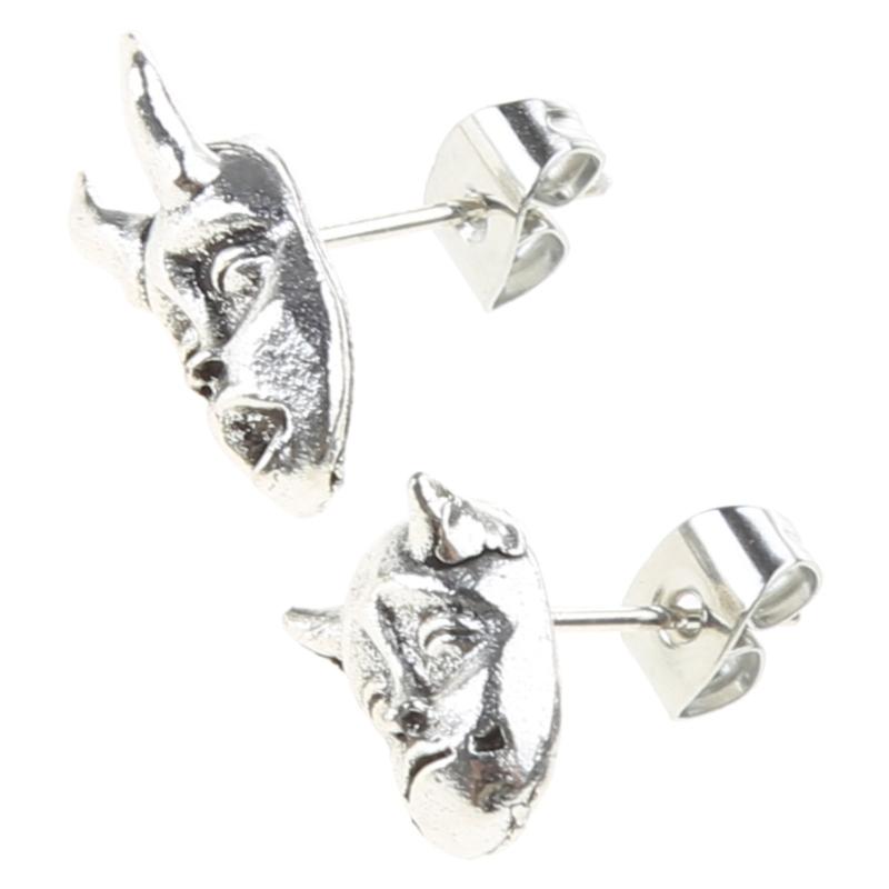 Modische Teufel Prajna Totenkopf Ohrstecker Trend Gehörnter Dämon Babygesicht Ohrringe Coole Ohrstecker Schmuck Anhänger für Unisex