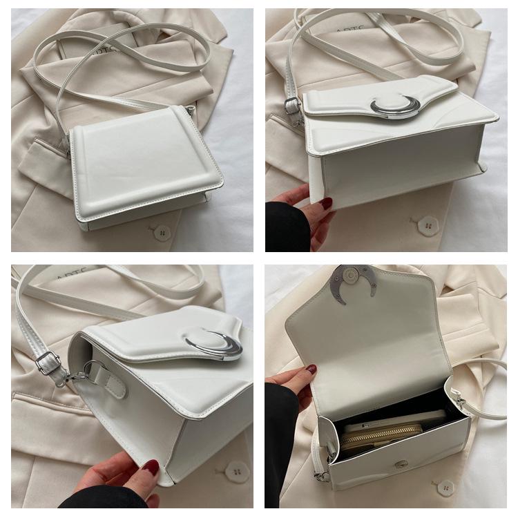 High-Quality Textured Crescent Lock Small Square Shoulder Crossbody Bag for Women - 2023 Trendy & Versatile Commuter Style