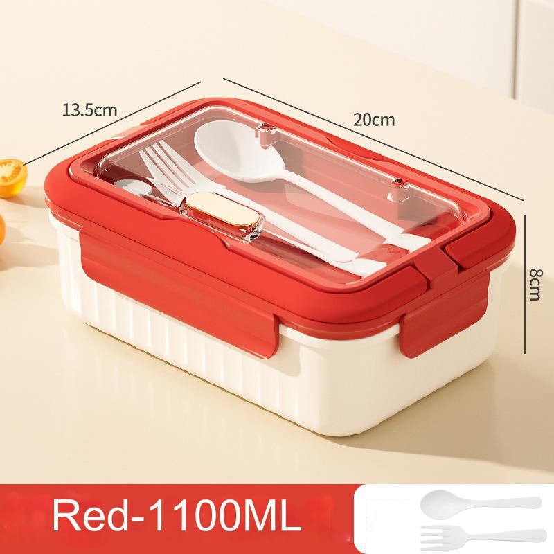 

1100ML Bento Box for Adults 3-Compartment Meal Prep Lunch Box BPA-Free Food-Safe Leakproof Lunch Containers with Spoon & Fork Microwave Freezer Safe червоний