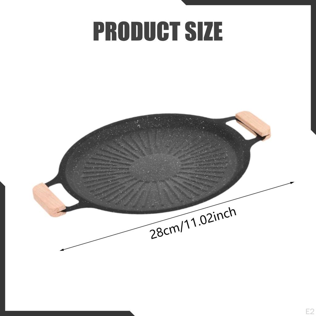 Plate with Ergonomic Wooden Handle. Conduction. Easy Cleaning. for Garden Parties, Indoor Kitchens,