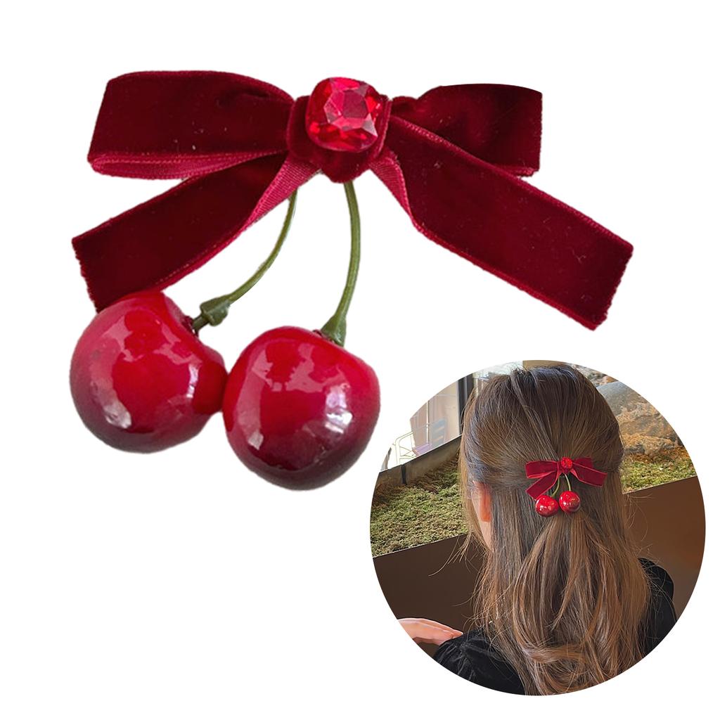 1pc/2pcs Bowknot Shape Hairpin with Small Cherry Harajuku Bowknot Hair Clip for Bangs Hair Ponytail Hairpins for Teen