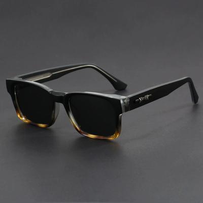 Ochelari de soare la modă retro pătrați negri și cu imprimeu leopard, ramă completă, anti-UV, pentru bărbați, stil japonez simplu, literar