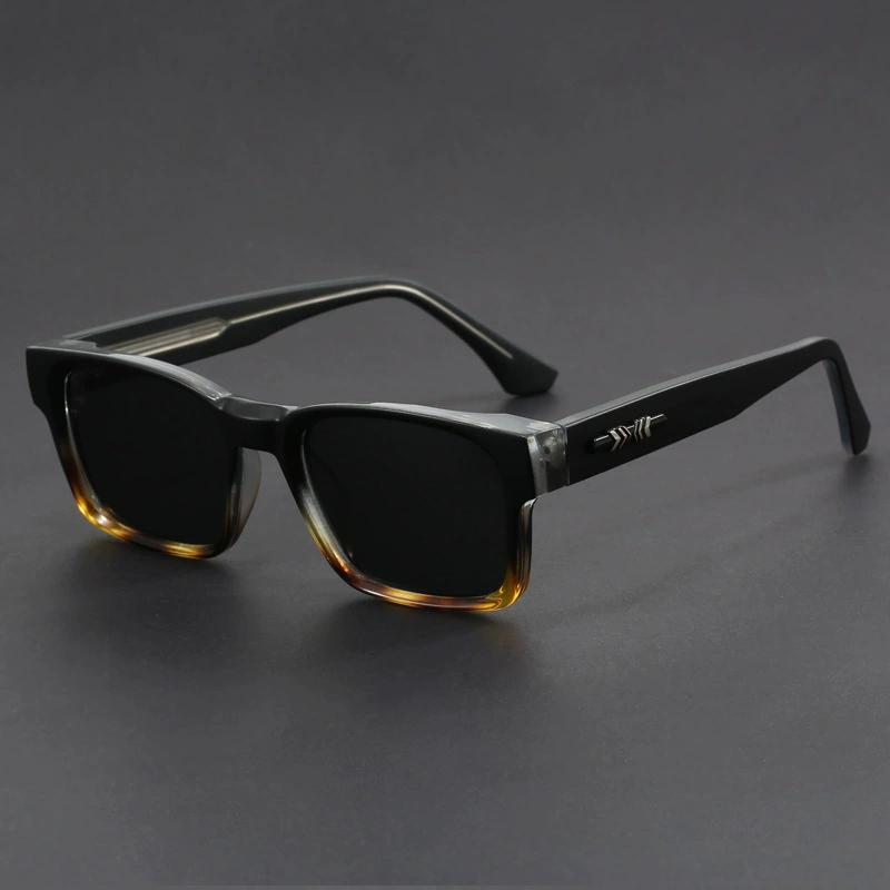 Fashionable Retro Square Black and Leopard Print Full Frame Anti-Uv Sunglasses for Men Japanese Simple Literary Style Shades