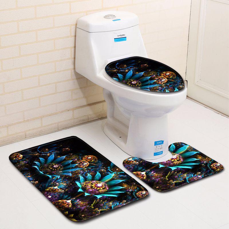 3D Printed Bathroom Toilet Three-Piece Floor Mat Door Mat Bathroom Carpet