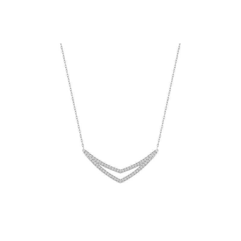 Swarovski Alpha Double V Smile Palladium Plated Crystal Necklace Women s Silver 5197483 серебряный