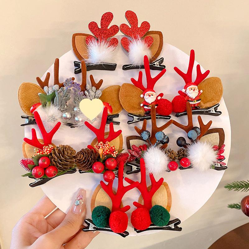Christmas Antler Hair Clips for Girls - Holiday Party Hair Accessories for Children