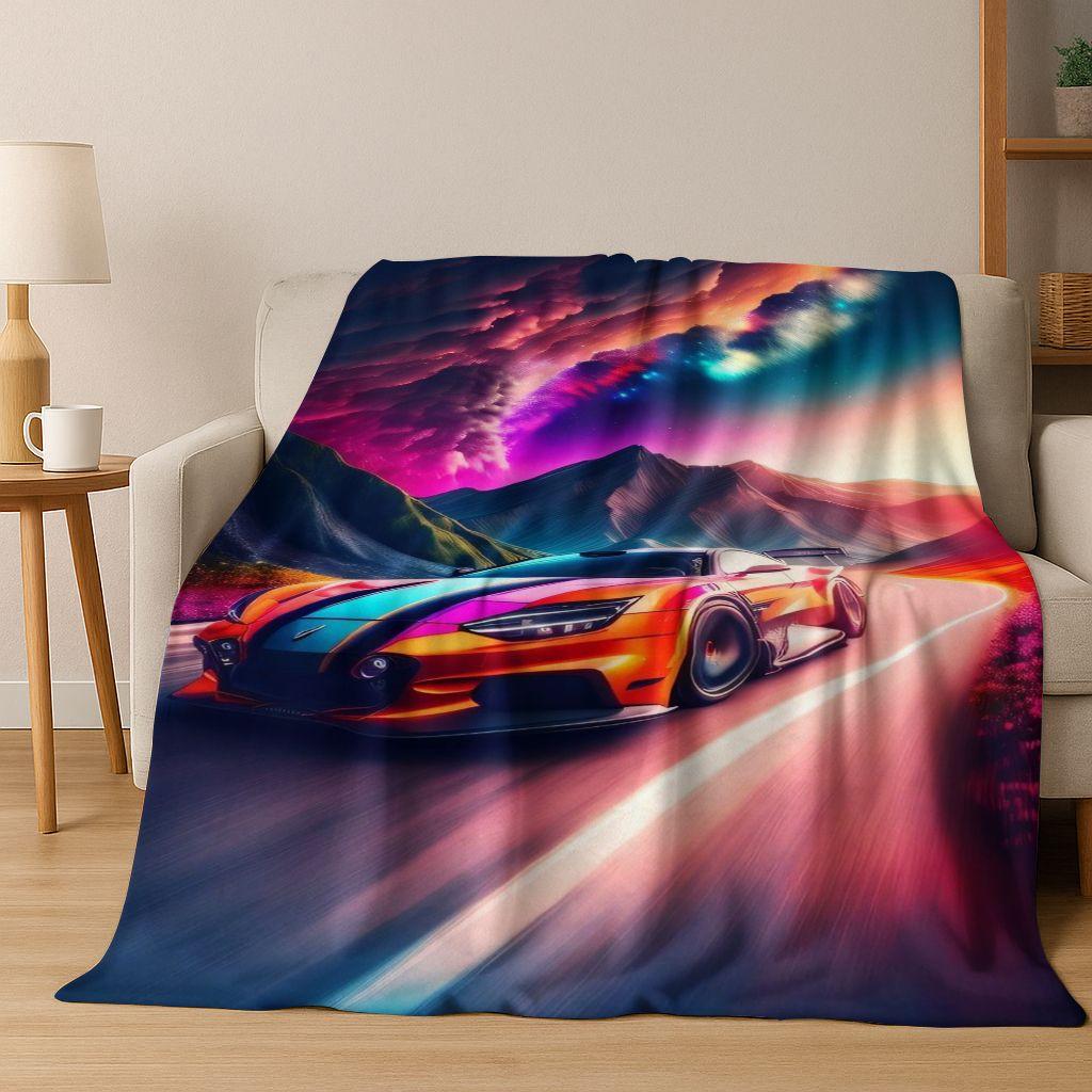 Future Concept Sports Car Racing Bike Art Flannel Blanket,Cozy Soft Throw Blanket for Home Bedroom Bed Sofa Picnic Cover Gift