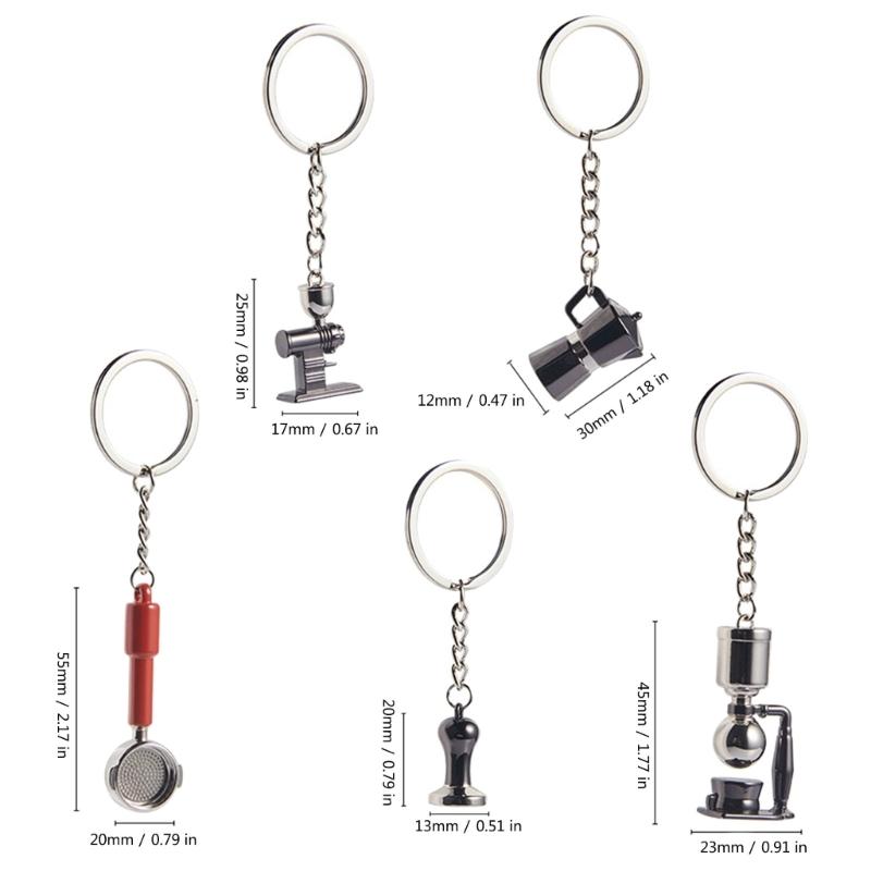 Stylish Coffee Themed Keychain Miniature Espresso Tool Keychain Authentic Coffee Accessories Charm for Fashion Lovers