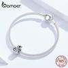 BAMOER Lucky Number 8 Bead Zircon Reliefs Real 925 Sterling Silver Charms Fit Original Bracelet