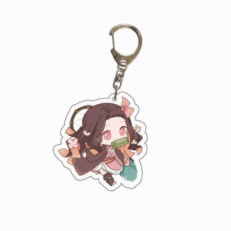 Demon Slayer Anime Acrylic Transparent Keychain Cute Accessories Food Theme Pendant Charm Decor Gift Fans Collection for Carry Mini Lightweight