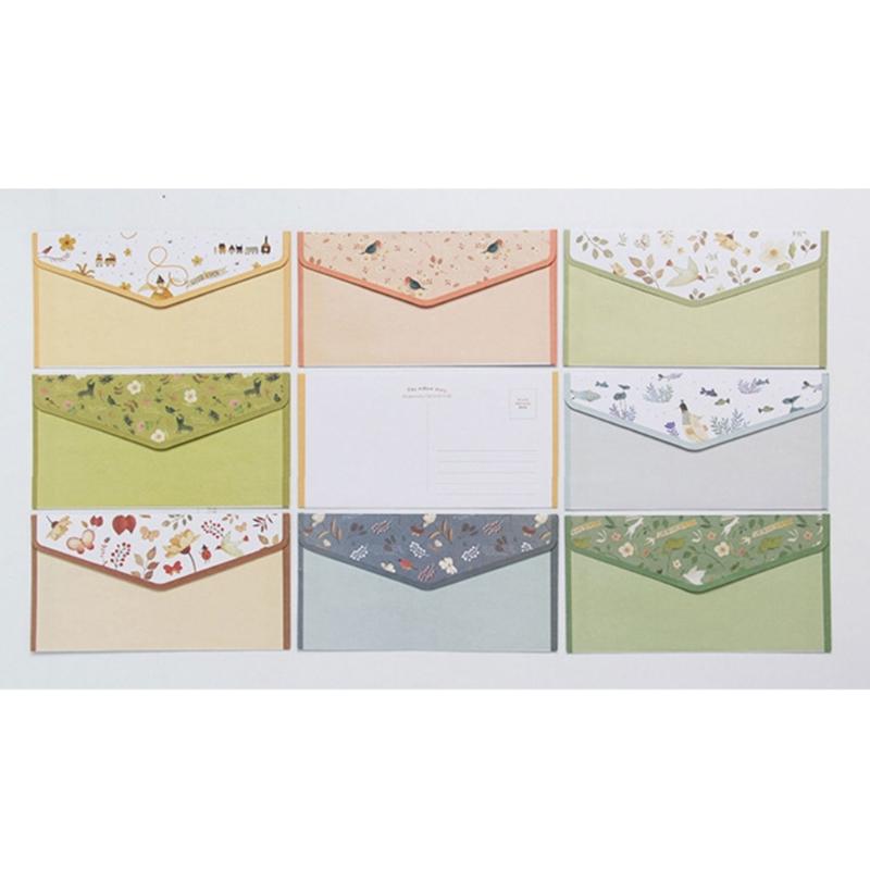 Vintage Blommigt Papper Brevpapper Set, 20 Delar Set (10 linjerade ark, 10 matchande kuvert), Brevstorlek 5,55x8,19 tum