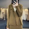 Women's Tassel Knit Wool Cardigan - Round Neck, Solid Color, Slimming Autumn/Winter Outerwear