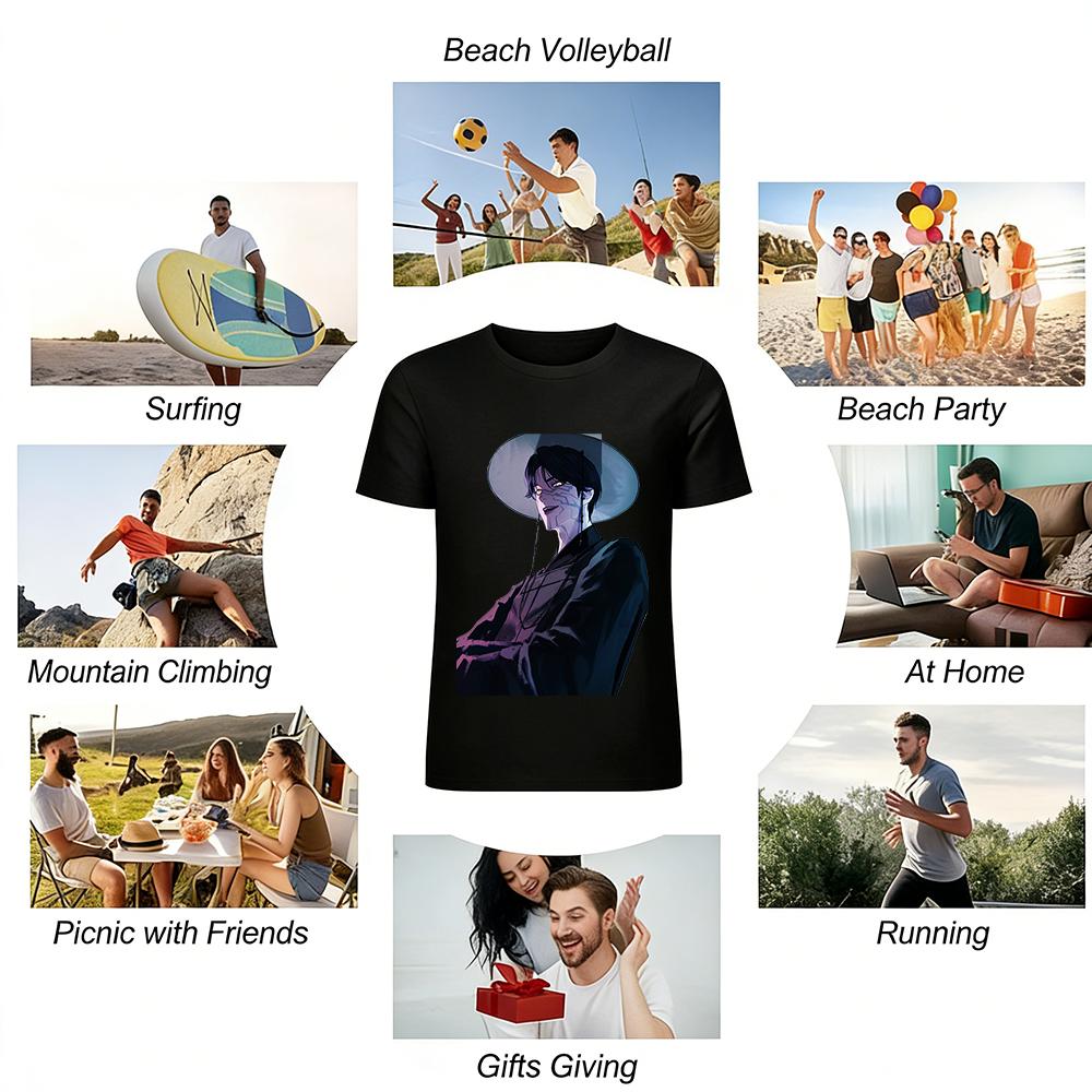 Wunderschöne Anime-Figur mit dunklem Muster Print Tops Trendige Nischen Cool Locker Lässige Langarm-T-Shirts Reines Baumwoll-T-Shirt