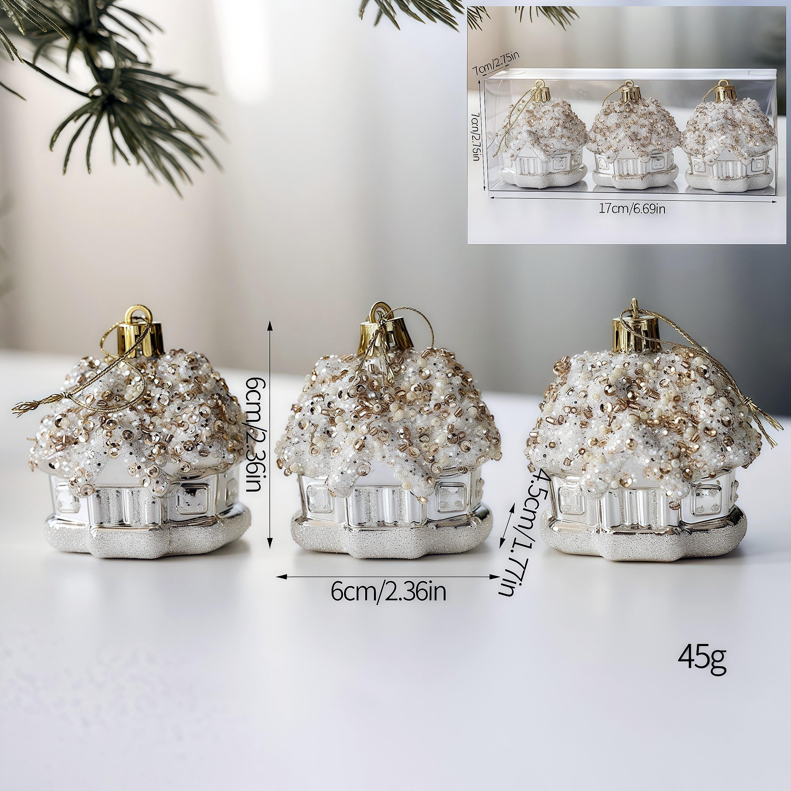 

House Pendant Christmas Ornament Plastic Hand-painted Electroplated Ball Pendant Christmas Tree Accessories Scene Arrangement