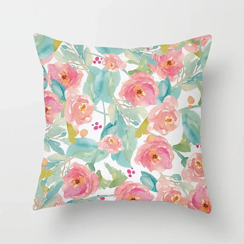 Model de flori Artă decorativă Husă de pernă Față de pernă Poliester 45*45 Perne Decorat Home Decor Față de pernă
